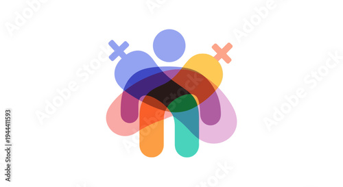 Vibrant Women's Community Icon: Diverse Overlapping Figures Symbolizing Inclusivity, Sisterhood, and Connection