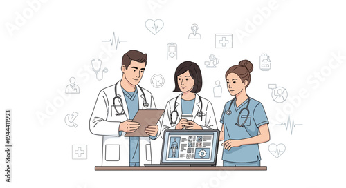 Medical professionals discussing patient data.