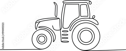 Tractor line drawing on white background agricultural vehicle illustration simple farm equipment icon