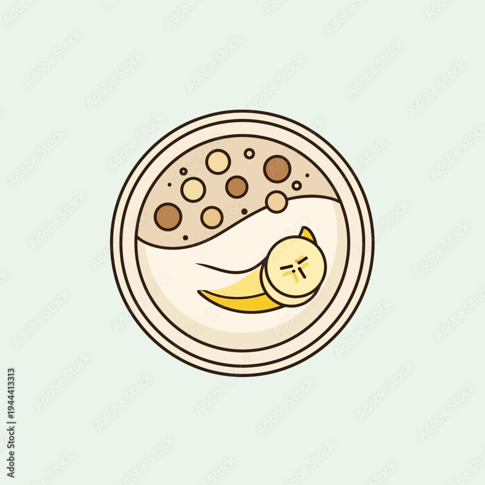 Obraz premium Cartoon cat sleeping on banana plate.
