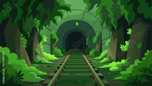 Tunnel entrance with overgrown vegetation