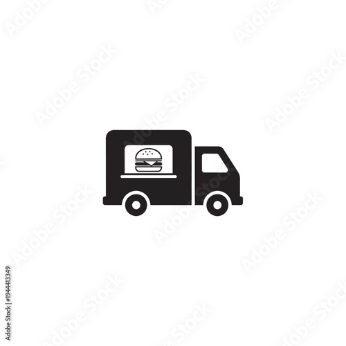 Food delivery truck with burger.