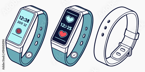 Smartwatches with different screens and bands fitness tracker wearable device