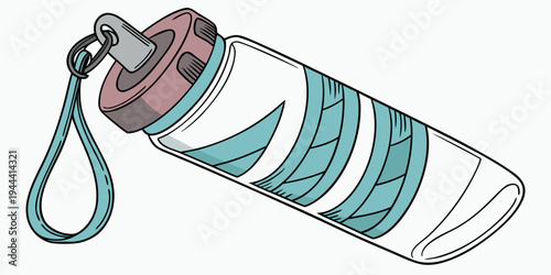 White and blue sports water bottle with strap on white background sports bottle drink