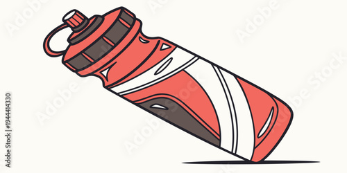 Red and white sports water bottle on white background sports bottle drink hydration