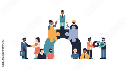 Diverse Team Collaboration and Inclusive Community Building with Interlocking Puzzle Pieces