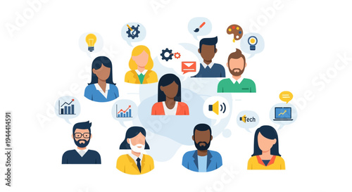 Diverse Professional Team Collaboration. Skilled Workforce Networking, Idea Sharing, and Communication for Business Innovation & Growth.