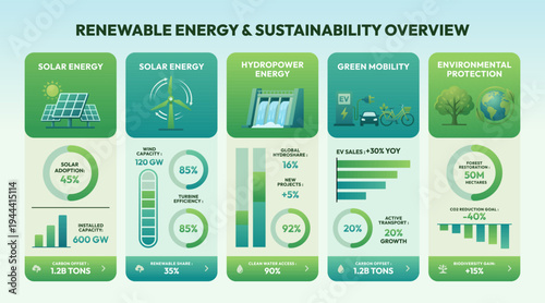 Renewable Energy and Sustainability Overview Data Infographic