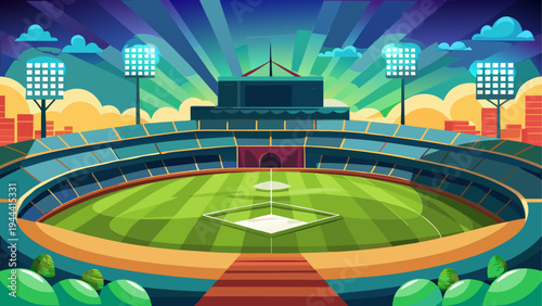 Illustration of a baseball stadium at day