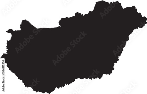 Black silhouette map of Hungary a simple vector graphic representing the country for travel or informational purposes isolated on a white background