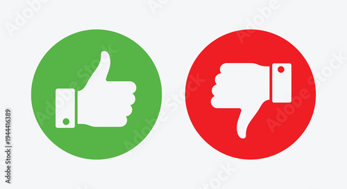 A vibrant depiction of approval and disapproval showcased through hand gestures within colored circles silhouette high quality professional detailed modern elegant