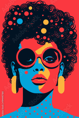 Abstract colorful funky graphic design portrait of a Black woman