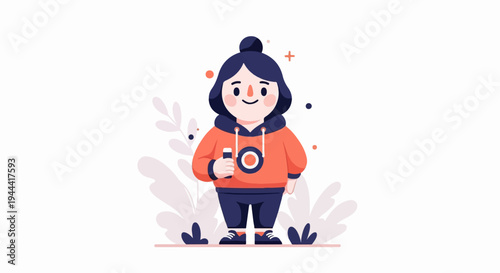 A cartoon character in an orange hoodie and blue pants holds a vape device