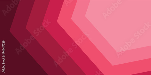 Abstract pink and maroon geometric background with layered hexagonal shapes and modern chevron pattern. vector illustration