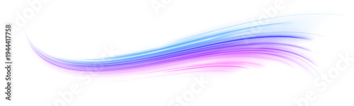Futuristic neon arcs glow in blue and purple tones over a deep space inspired grid. Radiant light trails create dramatic motion. High resolution PNG illustration for sci-fi visuals.