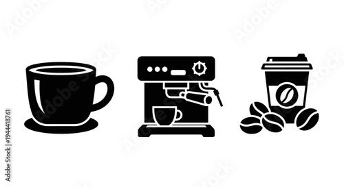 Coffee cup and coffee maker machine.