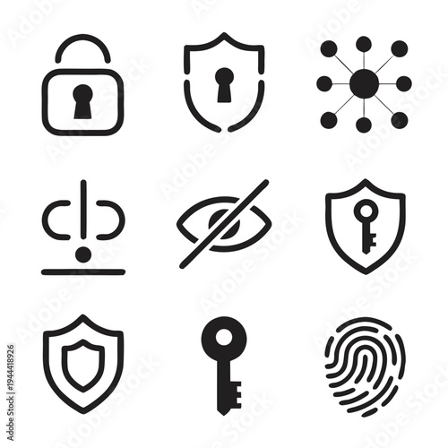 Security authentication and password protection icon sheet