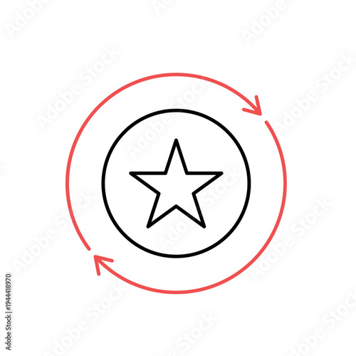 icon a reputation recovery with a star inside circular refresh arrows, isolated against a clean background.