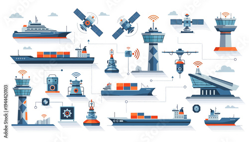 Collection of various naval and surveillance icons.