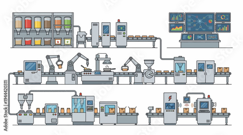 Industrial manufacturing process with machinery.