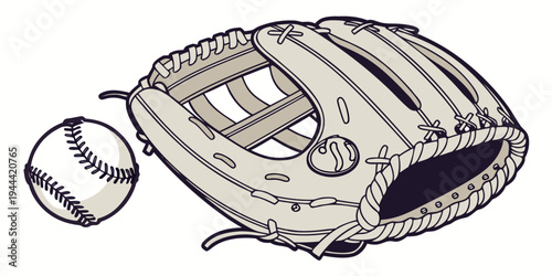 Baseball glove and ball on white background sports equipment