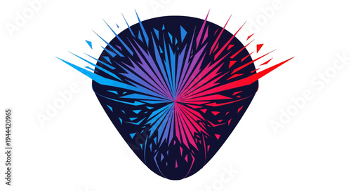 colorful guitar pick illustration with pink blue purple explosion design