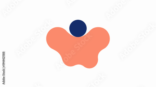 Minimalist Abstract Human Figure Graphic Icon Design Element in Coral and Blue Tones for Digital and Creative Projects, Representing User Profiles or General Avatars