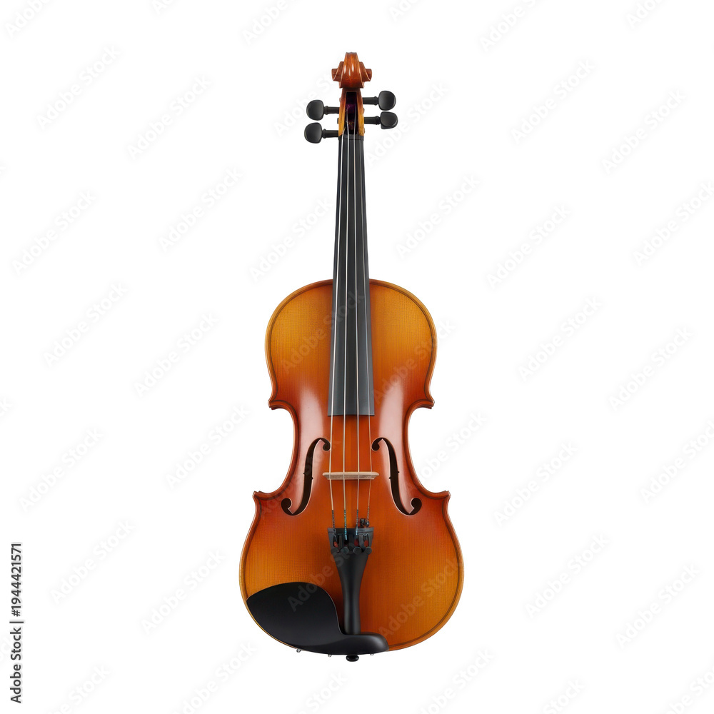 Fototapeta premium A violin standing upright on transparent background