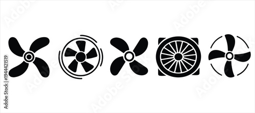 ventilation icon hand drawn illustration on white background. exhaust fan silhouette vector set.