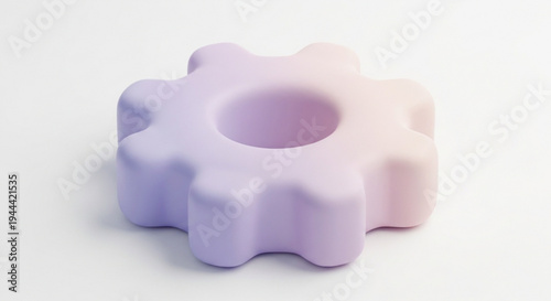 Pastel purple gear on transparent background isolated mechanical symbol
