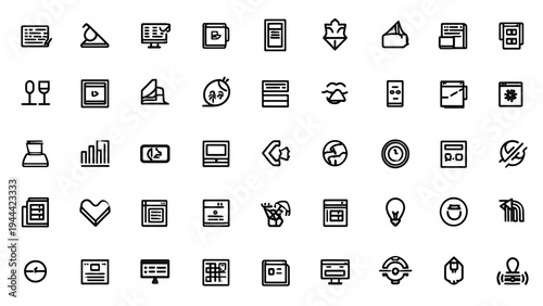 Minimal system navigation icons in thin outline vector