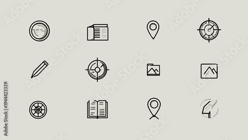 Minimal Outline Interface Icons Set for Productivity and Navigation