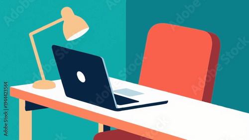 Desk, Work, Office, Stationery, Notebook, Pen, Pencil, Writing, Simple, Scandinavia, Nordic, Minimalist, Vector, Illustration, Colorful, Bright, Pastel, Modern, Design, Lifestyle, Study, Education, Cr