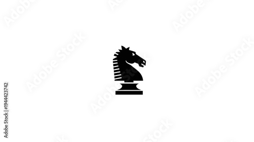 A black, stylized equestrian figure on a white background, suggesting power and strategy
