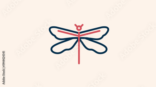 Simplified graphic of a dragonfly, featuring contrasting colors on a light background