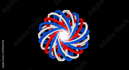 Patriotic swirling ribbon design in red white and blue
