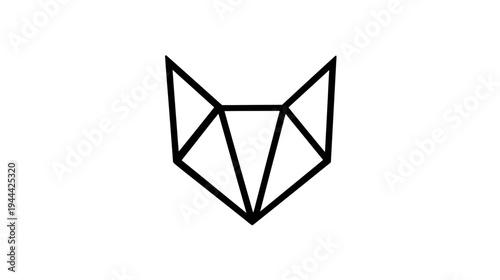 A geometric fox head symbol composed of bold black lines on a white background