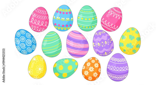 Colorful Painted Easter Eggs Collection - Spring Holiday Decoration
