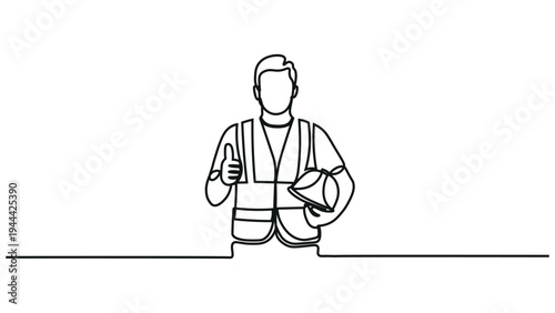 A man in a safety vest giving a thumbs up