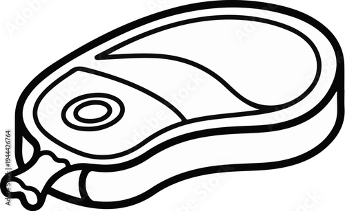 Line art depiction of a raw bone-in steak, a culinary staple