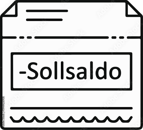 Line art icon of a document showing a balance figure and wavy line