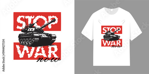 Stop the war slogan t-shirt. Typographic style of the stop the war slogan and message. Ready to print for posters, clothing, jackets, and more.
