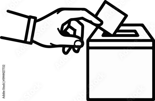 Hand places ballot into a voting box