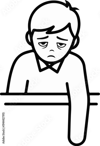 Illustration of a tired or sad person with drooping eyes and mouth
