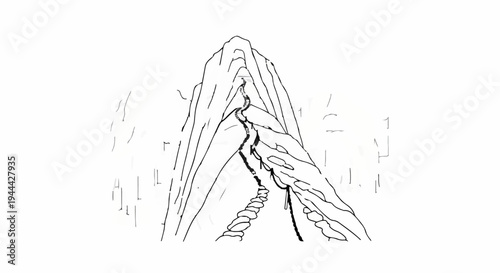 Jagged mountain peak with a winding path leading upwards