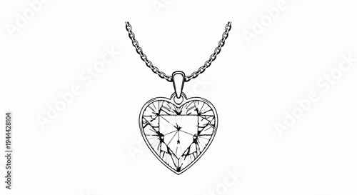 Heart-shaped diamond pendant on a delicate silver chain