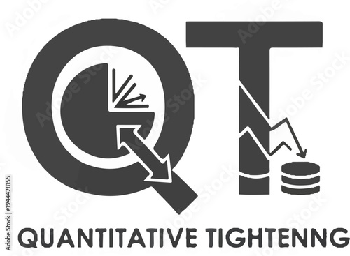 Graph analysis shows pie chart, arrows, downward trend, and stacked coins