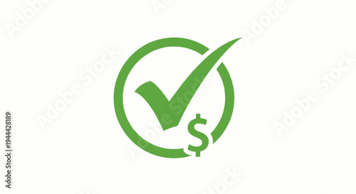Green checkmark in circle with dollar sign inside
