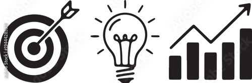 Innovation, strategy, and growth illustrated through visual metaphors