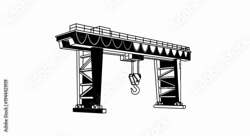 Industrial overhead crane with hook for lifting heavy loads